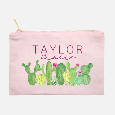 Watercolor Cactus Cosmetic Bag