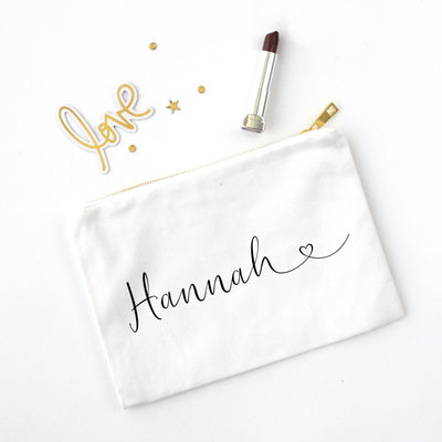 Personalized Cosmetic Bag,Custom Canvas Makeup Pouch,Bridesmaid bag, Maid of Honor Proposal,Wedding Day gift, Bridal Party Accessory,cotton