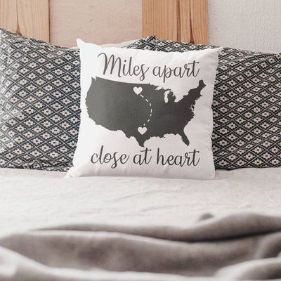 Personalized State to State Map Pillow, Gift for Dad, Going Away Gift, Long Distance Relationship, Cotton Canvas Fathers Day Gift