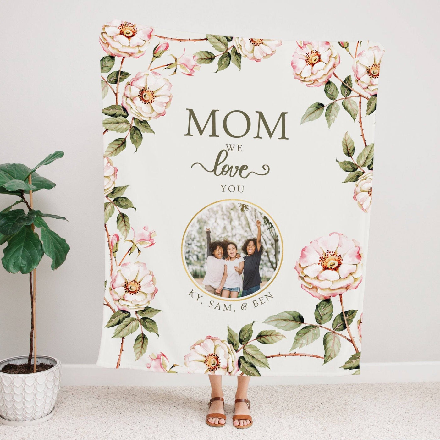 Mothers Day Blanket, Mothers Day Gift, Floral Style Blanket, Personalized Mom Gift, Gift For Grandparent,Birthday Gift For Mom,photo blanket