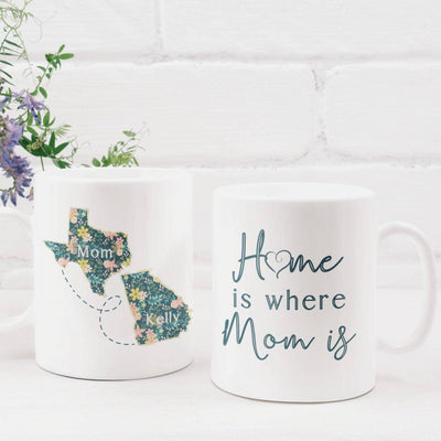 Mom Coffee Mug,Home Is Where Mom Is,Long Distance Gift,Mother's Day Gift,Custom State To State Mug,Gift For Mom,Custom State Mug,mothers day