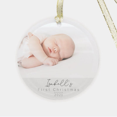 Custom Photo Baby's First Christmas Ornament with Birth Announcement, Baby's 1st Christmas Ornament,Newborn Ornament,Baby Ornament,XMAS baby