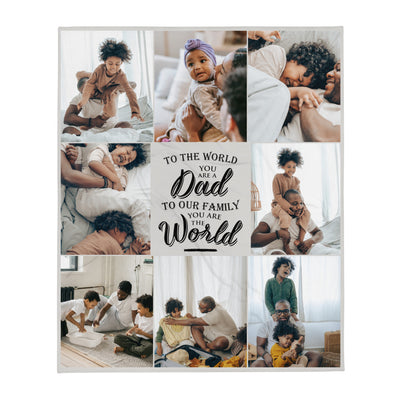 Dad is Our World Photo Blanket